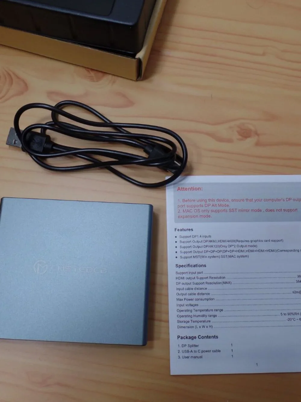 DisplayPort Splitter for 3 Monitors Extended Display Adapter 1 in 3 Out - NEW